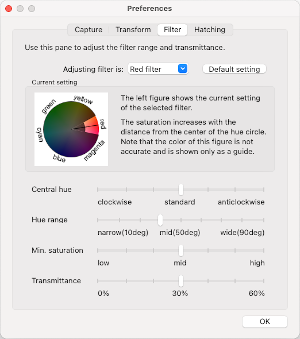 Dialog to adjust filtering.