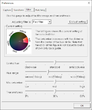 Dialog to adjust filtering.