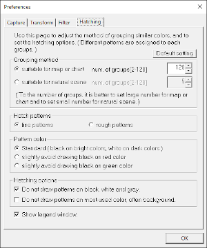 Dialog to specify hatching options.